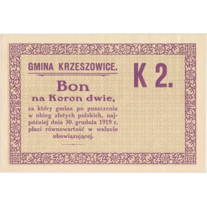 Krzeszowice, 2 korony 1919 - blankiet
