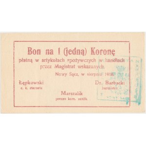 Nowy Sącz, 1 korona 1918 - Sierpień 