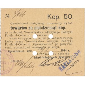 Ogrodzieniec, Tow. Akc. Fabryki Portland-Cementu, 50 kopiejek 1914