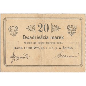 Żnin, Bank Ludowy, 20 marek 1920 - odwrotka