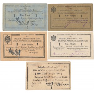 Deutsch-Ostafrika, Sammlung von 1 Rupie 1915 - 1917 (5 Stücke)