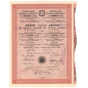 Tow. Akcyjne Wyrobów Bawełnianych J.K. POZNAŃSKIEGO w Łodzi, 1.000 rubli 1910