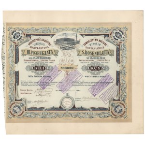 Tow. Akcyjne Wyrobów Bawełnianych S. ROSENBLATTA w Łodzi 5.000 rubli 1893