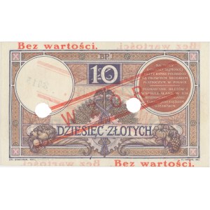 10 złotych 1919 - WZÓR S.4 A - niski nadruk i perforacja
