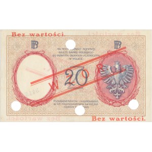 20 złotych 1919 - WZÓR A.11 - niski nadruk i perforacja