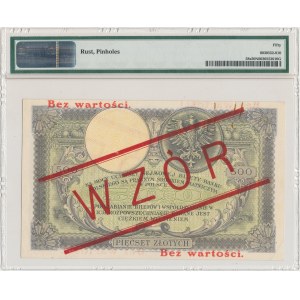 500 złotych 1919 - WZÓR - wysoki nadruk i bez perforacji - PMG 50 NET