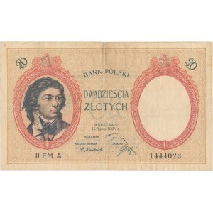20 złotych 1924 - II EM.A - bardzo ładny stan