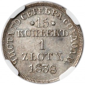 15 kopiejek = 1 złoty 1838 MW, Warszawa - NGC MS62