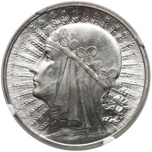 Głowa Kobiety 10 złotych 1933 Warszawa - znakomita - NGC MS63