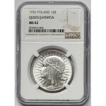 Głowa Kobiety 10 złotych 1933 Warszawa - NGC MS62