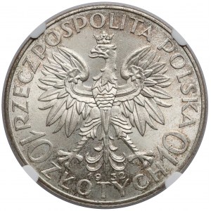 Głowa Kobiety 10 złotych 1932 Warszawa - piękna - NGC MS64