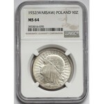 Głowa Kobiety 10 złotych 1932 Warszawa - NGC MS64