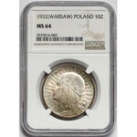 Głowa Kobiety 10 złotych 1932 Warszawa - NGC MS64