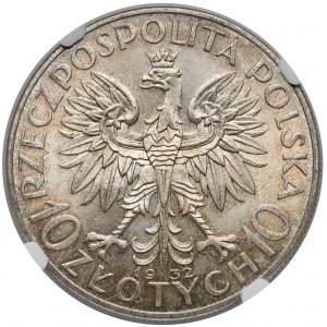 Głowa Kobiety 10 złotych 1932 Warszawa - NGC MS64