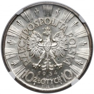 Piłsudski 10 złotych 1934 - NGC MS62