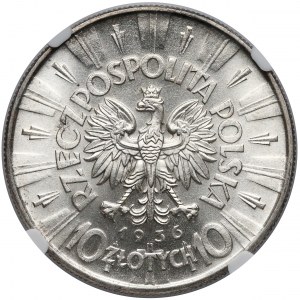 Piłsudski 10 złotych 1936 - NGC MS64