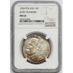 Piłsudski 10 złotych 1934 - świetny - NGC MS63