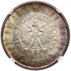 Piłsudski 10 złotych 1938 - piękny - NGC MS63
