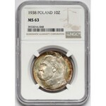 Piłsudski 10 złotych 1938 - piękny - NGC MS63