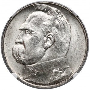 Piłsudski 10 złotych 1938 - NGC MS63