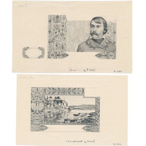 Londyn 100 złotych 1939 - czarnodruki warstwy głównej awersu i rewersu