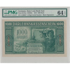 Kowno 1.000 marek 1918 - numeracja 6-cyfrowa - PMG 64 EPQ