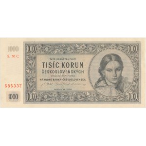 Czechosłowacja, 1.000 koron 1945 - S. 30 C - papier niebieskawy