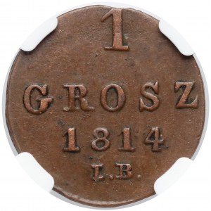 Księstwo Warszawskie, 1 grosz 1814 IB - NGC AU50 BN