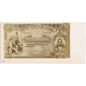 Greece, PHOTO-PROJECT of obverse 100 drachmai 1928