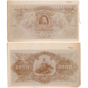 Bulgaria, PHOTO-PROJECTS of obverse and reverse 1.000 Leva 1915