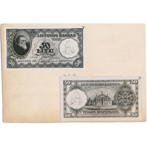 Lithuania, PHOTO-PROJECTS of obverse and reverse 50 Litu III.1928 - type 1