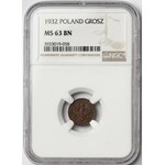 1 grosz 1932 - NGC MS63 BN