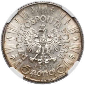 Piłsudski 5 złotych 1936 - NGC MS61
