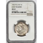 Piłsudski 5 złotych 1936 - NGC MS61