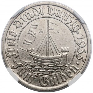 Gdańsk, 5 guldenów 1935 Koga - NGC MS62