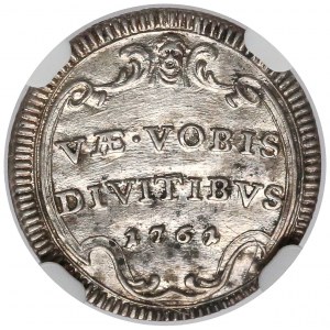 Italy, Papacy, 1/2 Grosso 1761 - NGC MS63