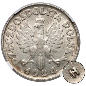 Kobieta i kłosy 2 złote 1924 - literka H - NGC AU