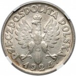 Kobieta i kłosy 2 złote 1924 - literka H - NGC AU