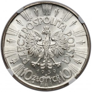 Piłsudski 10 złotych 1939 - NGC MS63