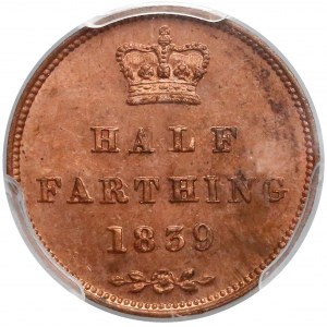 Great Britain, Victoria, 1/2 Farthing 1839 - PCGS MS64 RD