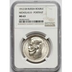 Николай II, Рубль 1912 Э•Б - NGC MS63