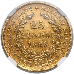 25 złotych 1828 F.H. - bardzo rzadkie - NGC AU58