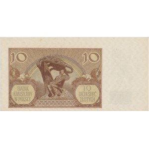 10 złotych 1940 - L. - wyraźne przesunięcie druku ku dołowi