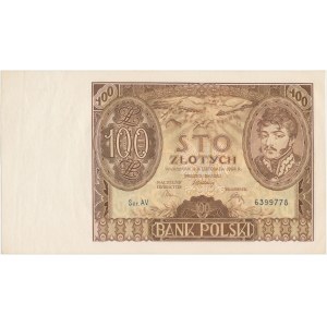 100 złotych 1934 - AV - dwie kreski w znaku wodnym