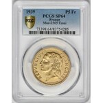 France, ESSAI 5 francs 1939 - PCGS SP64