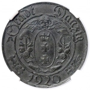 Gdańsk, 10 fenigów 1920 - Stumpf & Sohn - 65 perełek - rzadkość