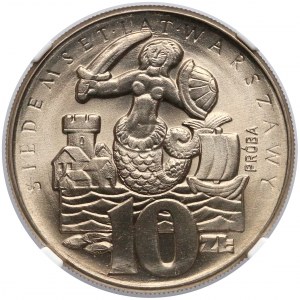 Próba CuNi 10 złotych 1965 VII wieków Warszawy - NGC MS67