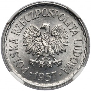 1 złoty 1957 - destrukt menniczy - skrętka - NGC MS64