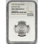 1 złoty 1957 - destrukt menniczy - skrętka - NGC MS64