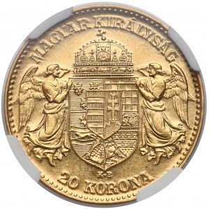Węgry, Franciszek Józef I, 20 koron 1914 - NGC MS61